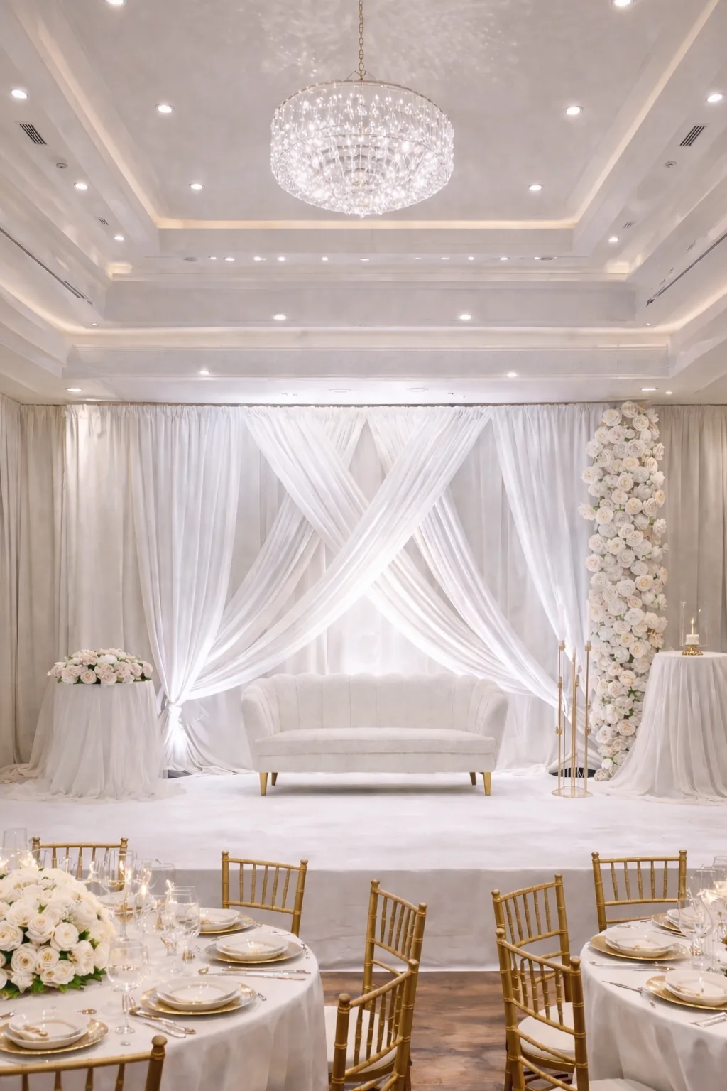 Buffalo wedding stage decoration by WNY Decor